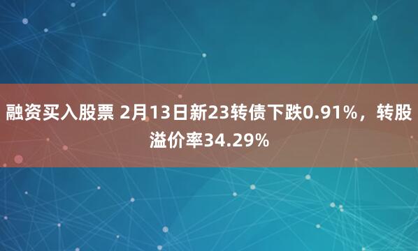 融资买入股票 2月13日新23转债下跌0.91%，转股溢价率34.29%