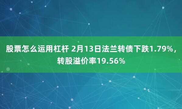 股票怎么运用杠杆 2月13日法兰转债下跌1.79%，转股溢价率19.56%