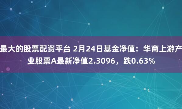 最大的股票配资平台 2月24日基金净值：华商上游产业股票A最新净值2.3096，跌0.63%