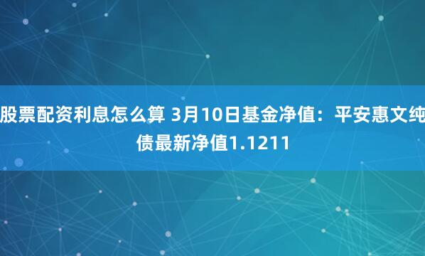 股票配资利息怎么算 3月10日基金净值：平安惠文纯债最新净值1.1211