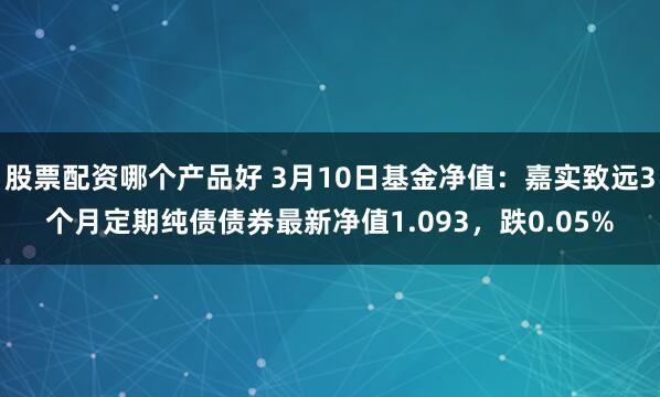 股票配资哪个产品好 3月10日基金净值：嘉实致远3个月定期纯债债券最新净值1.093，跌0.05%