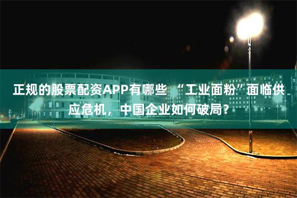正规的股票配资APP有哪些  “工业面粉”面临供应危机，中国企业如何破局？
